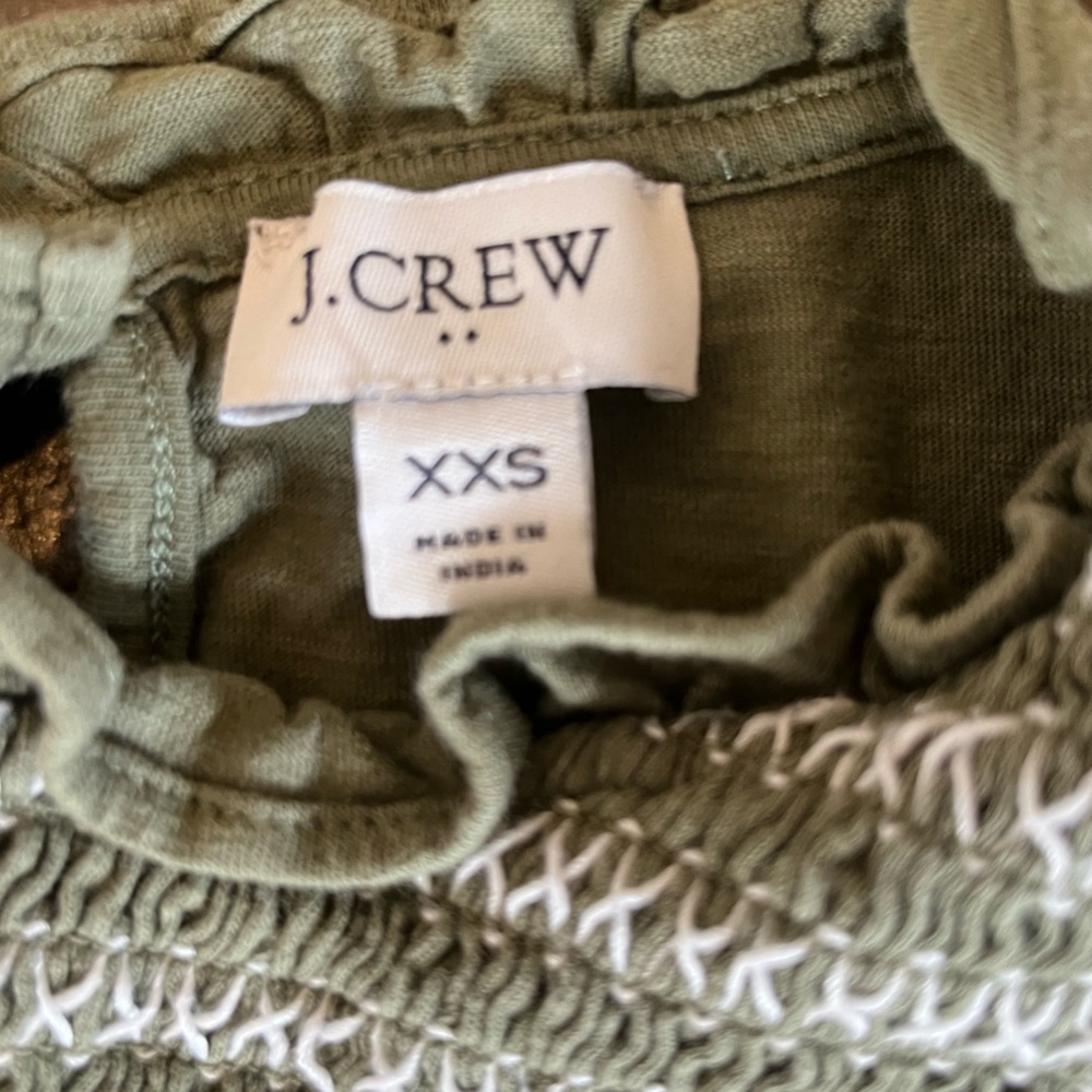 🌸2/20 J.Crew Olive Flutter sleeve Cottagecore Summer Soft Boho Minimalist Top XS - Picture 4 of 7